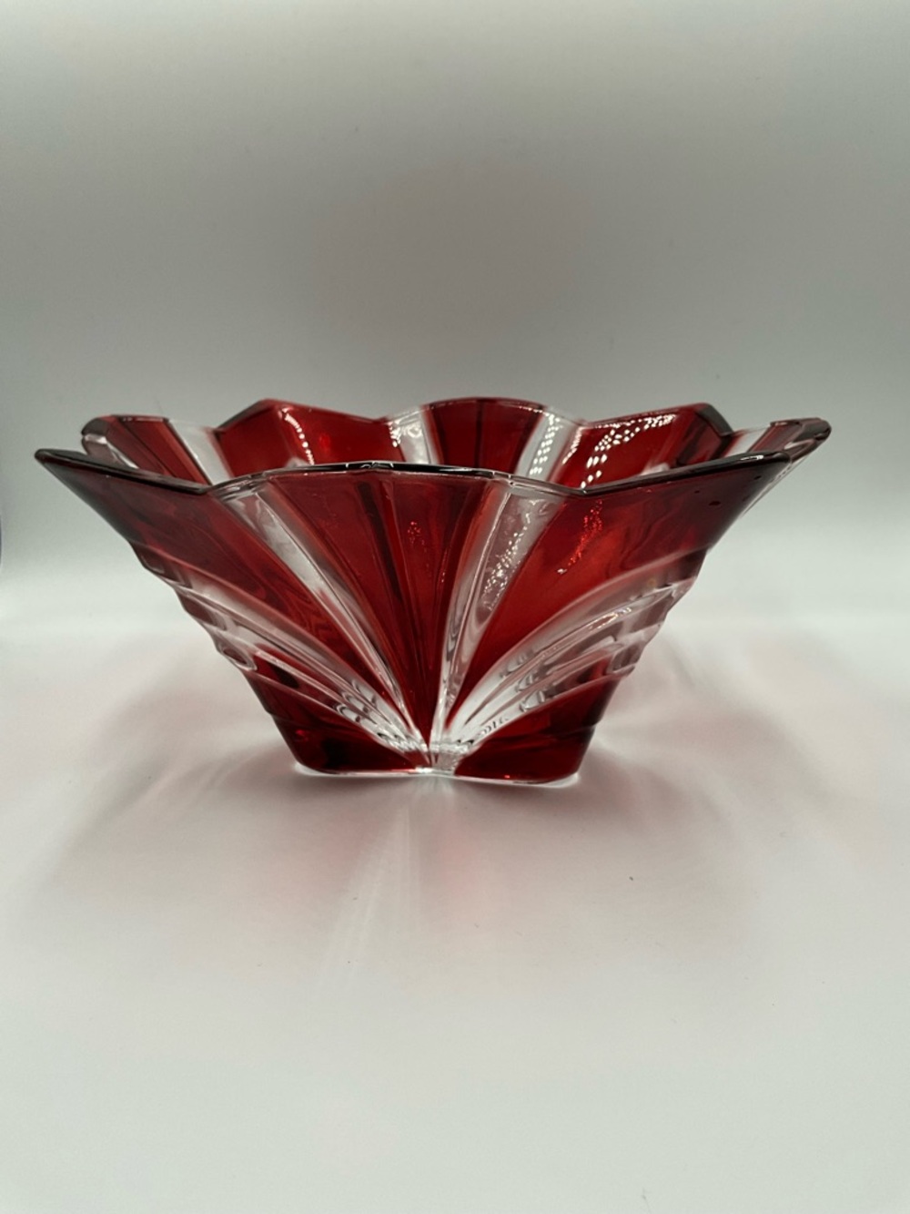 Vintage Soga Red Cut Glass Decorative Bowl